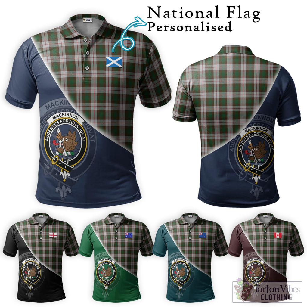 MacKinnon Dress Tartan Polo Shirt with Personalised National Flag and Family Crest Half Style Maroon - Tartanvibesclothing Shop