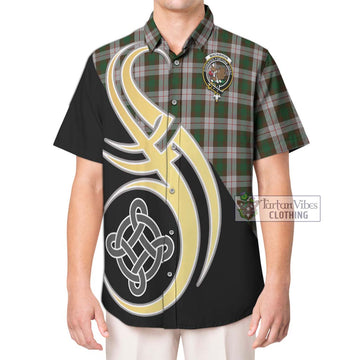 MacKinnon Dress Tartan Short Sleeve Button Shirt with Family Crest and Celtic Symbol Style