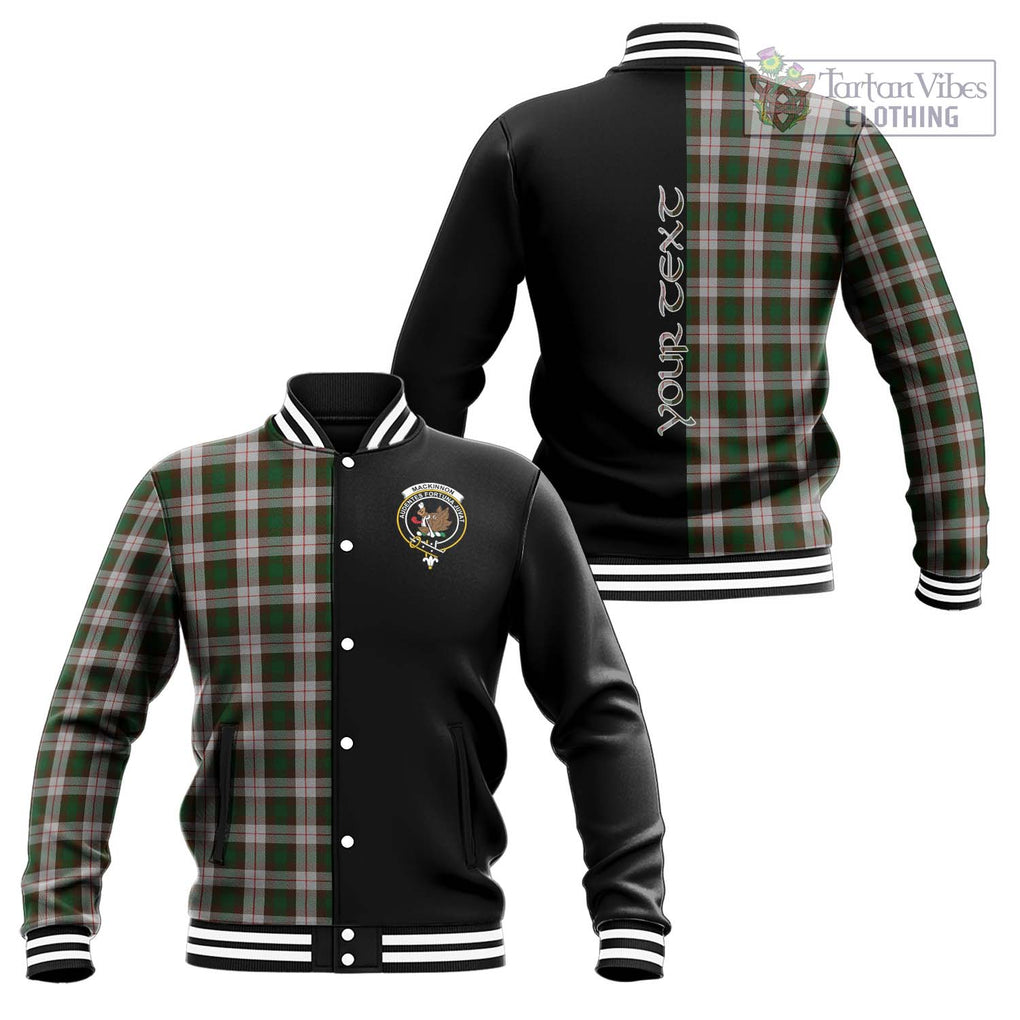 MacKinnon Dress Tartan Baseball Jacket with Family Crest and Half Of Me Style Unisex - Tartanvibesclothing Shop