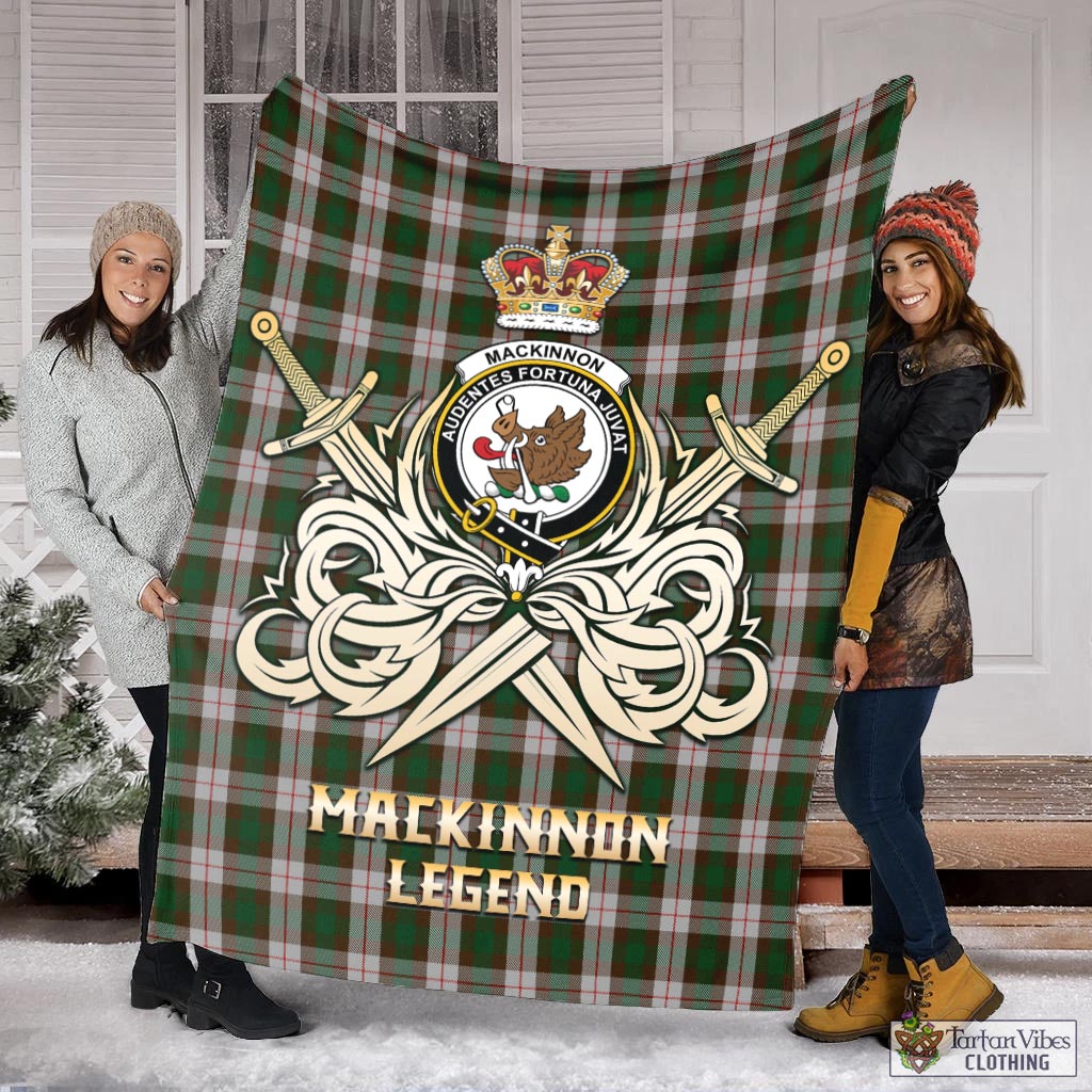 Tartan Vibes Clothing MacKinnon Dress Tartan Blanket with Clan Crest and the Golden Sword of Courageous Legacy