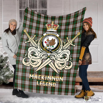 MacKinnon Dress Tartan Blanket with Clan Crest and the Golden Sword of Courageous Legacy