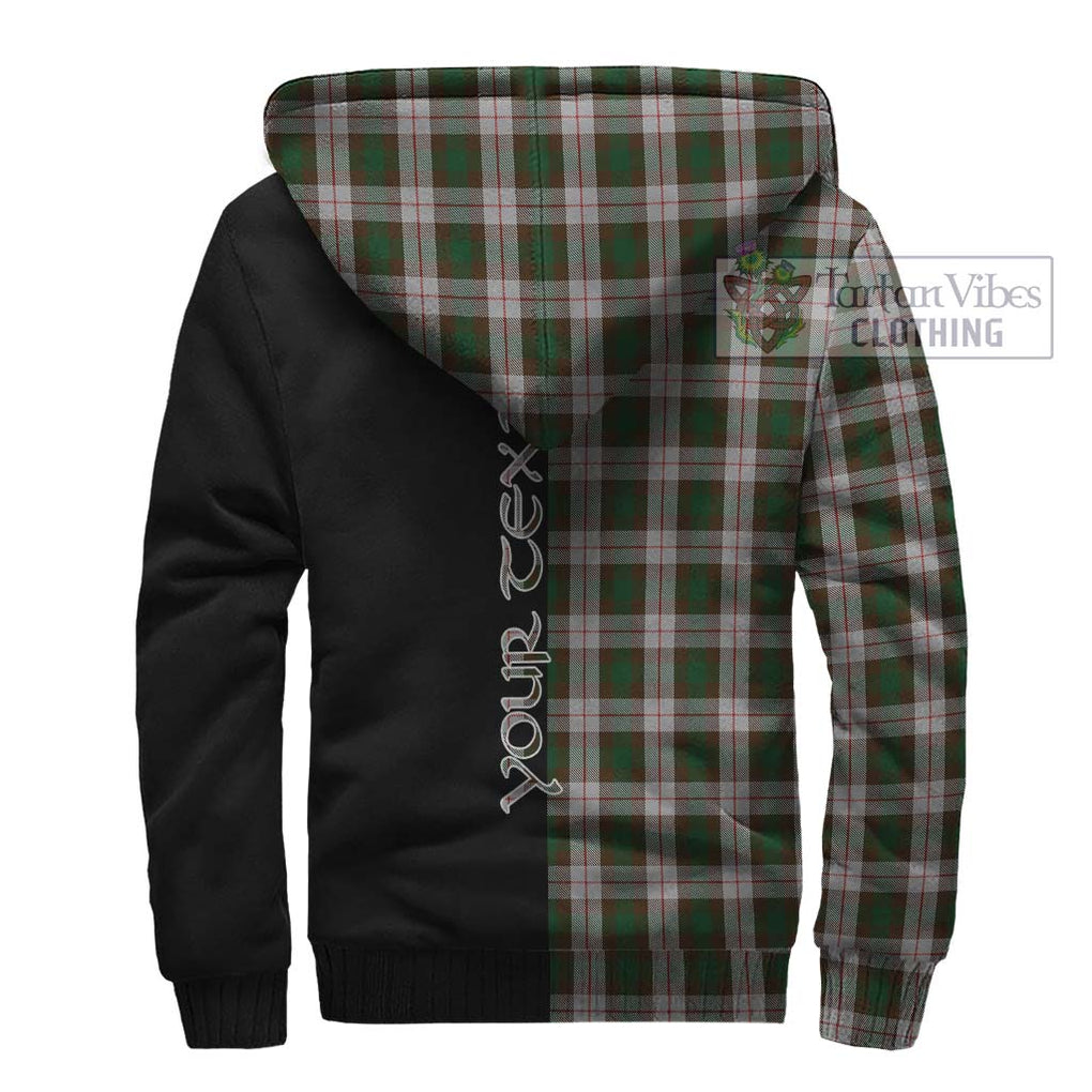 MacKinnon Dress Tartan Sherpa Hoodie with Family Crest and Half Of Me Style - Tartanvibesclothing Shop