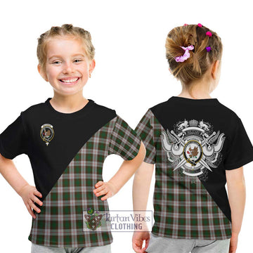 MacKinnon Dress Tartan Kid T-Shirt with Family Crest and Military Logo Style