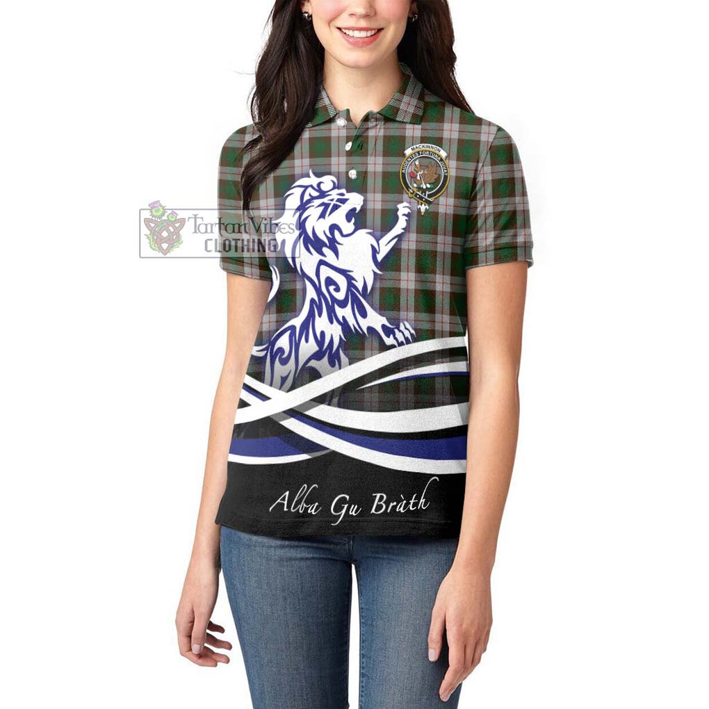 MacKinnon Dress Tartan Women's Polo Shirt with Alba Gu Brath Regal Lion Emblem - Tartanvibesclothing Shop