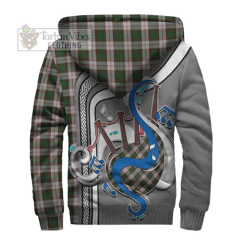 MacKinnon Dress Tartan Sherpa Hoodie with Epic Bagpipe Style - Tartanvibesclothing Shop