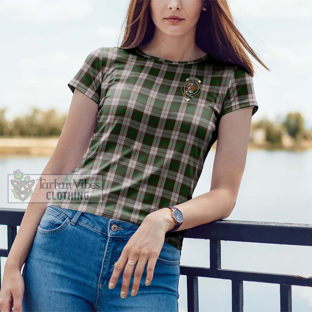 MacKinnon Dress Tartan Cotton T-Shirt with Family Crest Women's Shirt - Tartanvibesclothing Shop