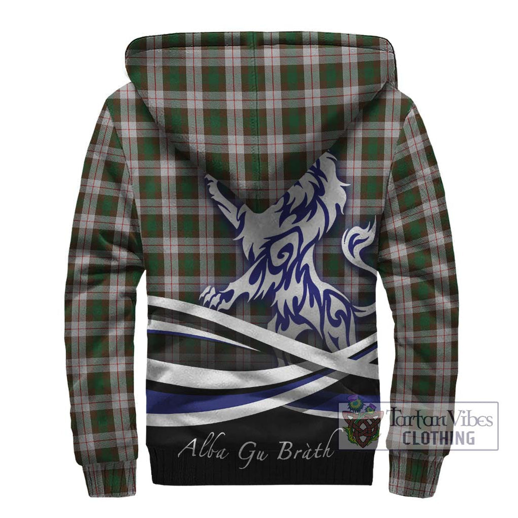 MacKinnon Dress Tartan Sherpa Hoodie with Alba Gu Brath Regal Lion Emblem - Tartanvibesclothing Shop