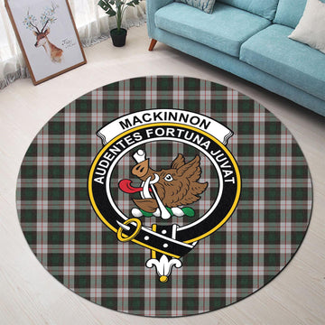 MacKinnon Dress Tartan Round Rug with Family Crest