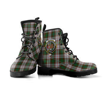 MacKinnon Dress Tartan Leather Boots with Family Crest