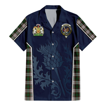 MacKinnon Dress Tartan Short Sleeve Button Up Shirt with Family Crest and Scottish Thistle Vibes Sport Style