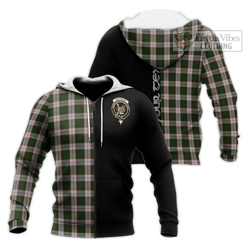 MacKinnon Dress Tartan Knitted Hoodie with Family Crest and Half Of Me Style Unisex Knitted Zip Hoodie - Tartanvibesclothing Shop