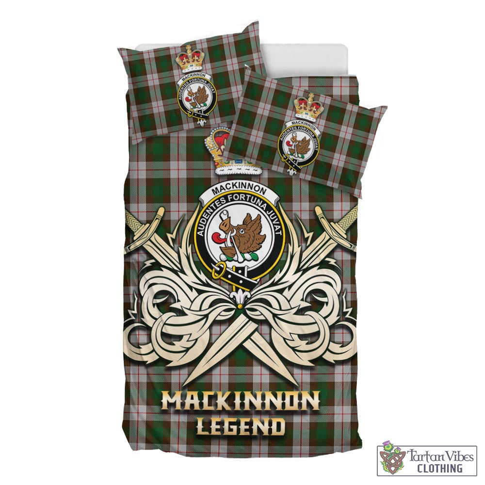 Tartan Vibes Clothing MacKinnon Dress Tartan Bedding Set with Clan Crest and the Golden Sword of Courageous Legacy