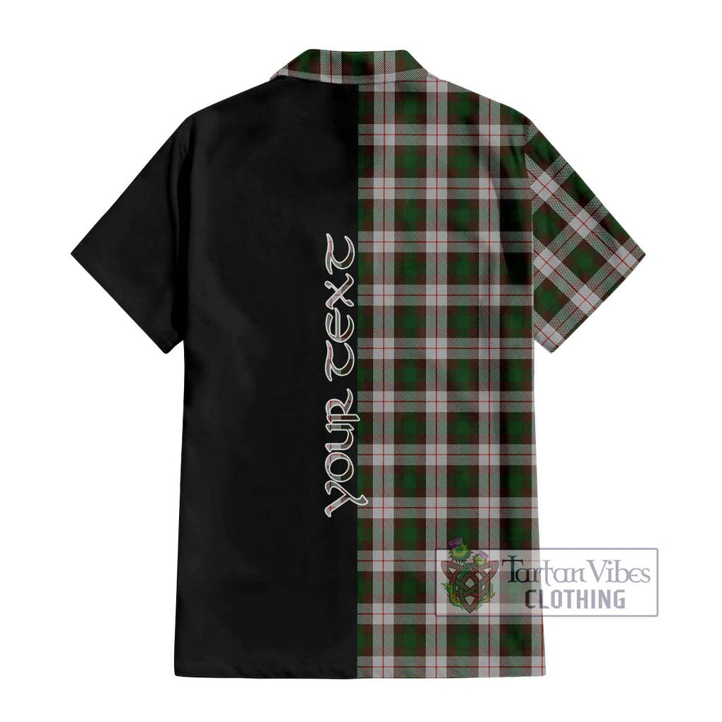 MacKinnon Dress Tartan Short Sleeve Button Shirt with Family Crest and Half Of Me Style - Tartanvibesclothing Shop