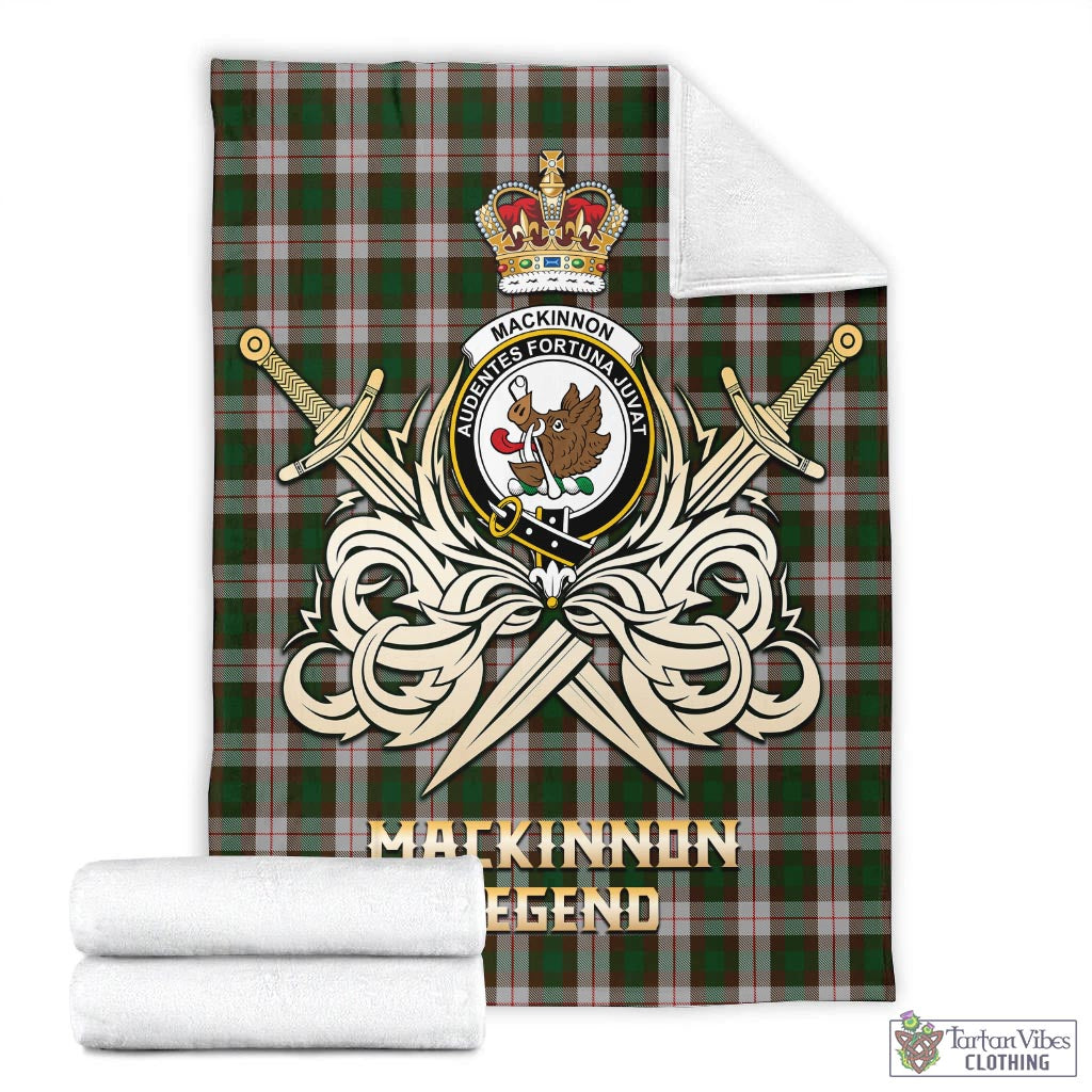 Tartan Vibes Clothing MacKinnon Dress Tartan Blanket with Clan Crest and the Golden Sword of Courageous Legacy