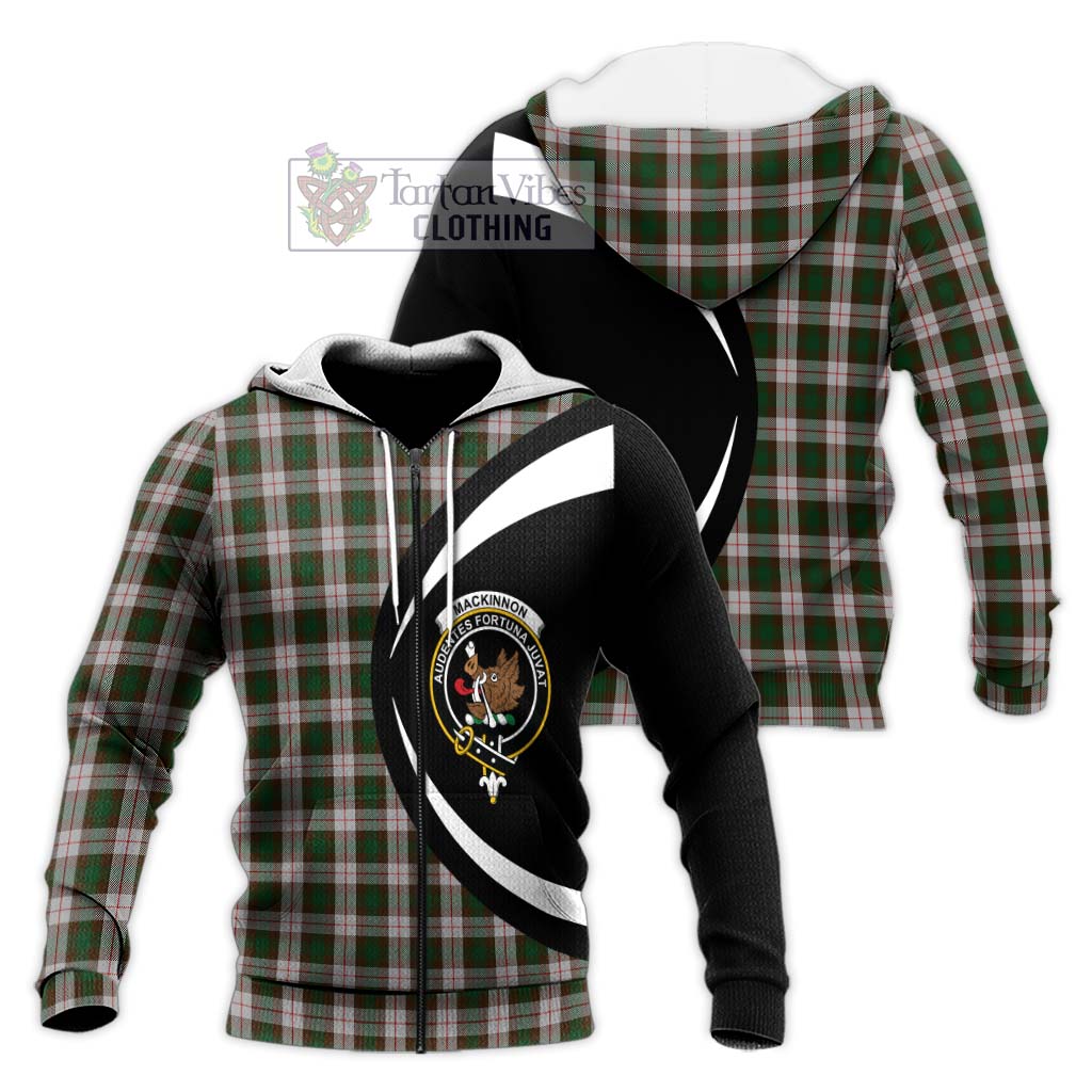 MacKinnon Dress Tartan Knitted Hoodie with Family Crest Circle Style Unisex Knitted Zip Hoodie - Tartan Vibes Clothing