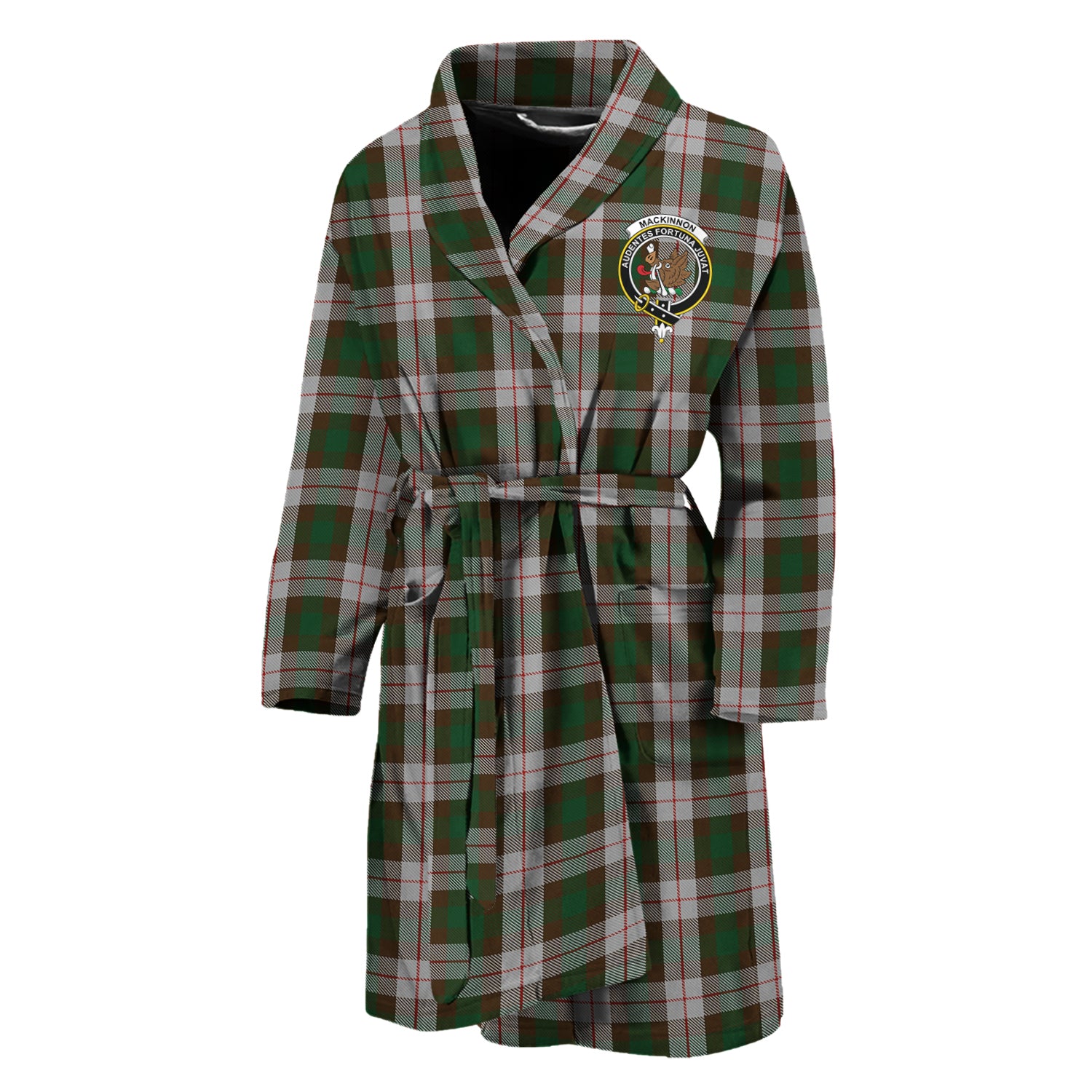 MacKinnon Dress Tartan Bathrobe with Family Crest Unisex M - Tartan Vibes Clothing