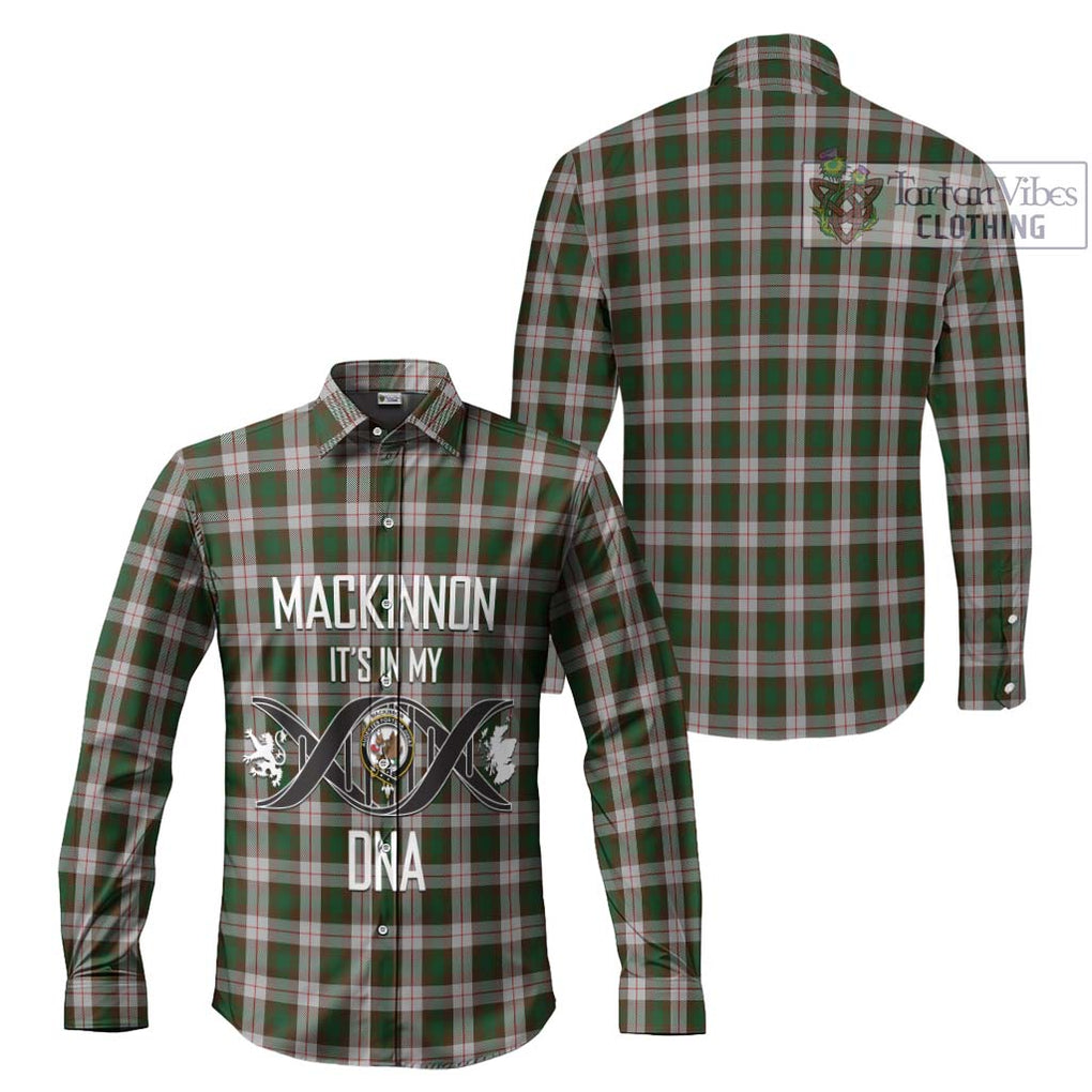 MacKinnon Dress Tartan Long Sleeve Button Shirt with Family Crest DNA In Me Style Men's Shirt - Tartanvibesclothing Shop