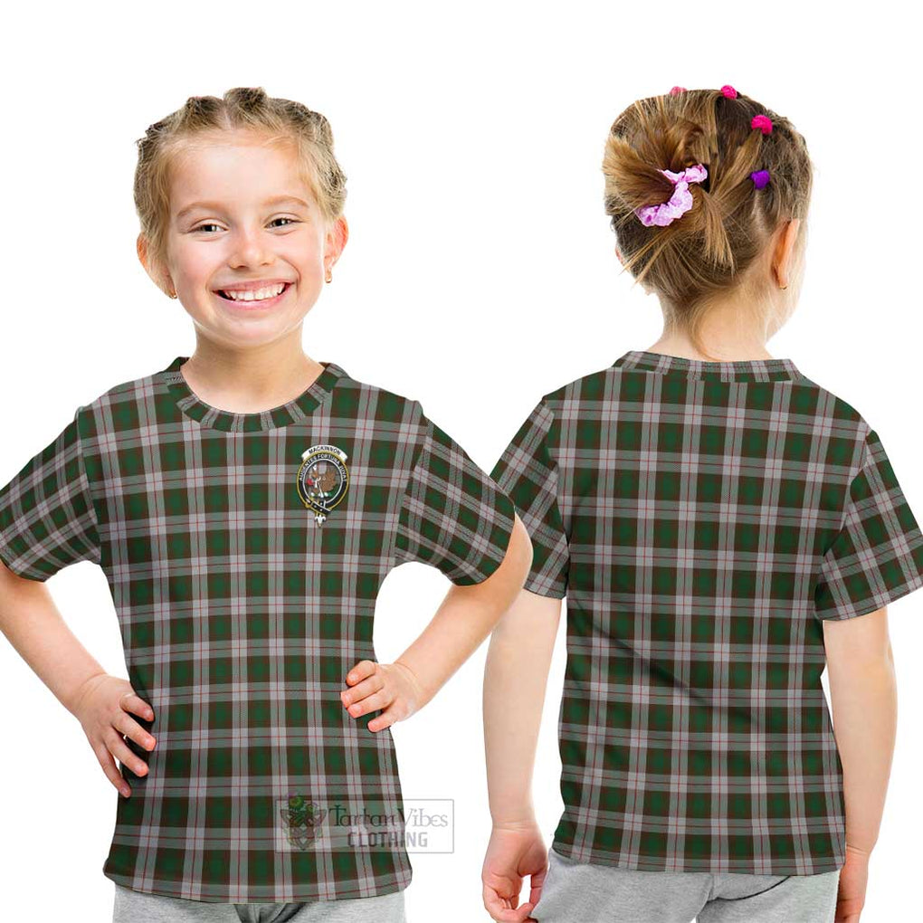 MacKinnon Dress Tartan Kid T-Shirt with Family Crest - Tartanvibesclothing Shop