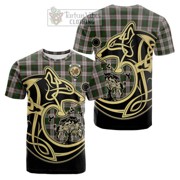 MacKinnon Dress Tartan Cotton T-shirt with Family Crest Celtic Wolf Style