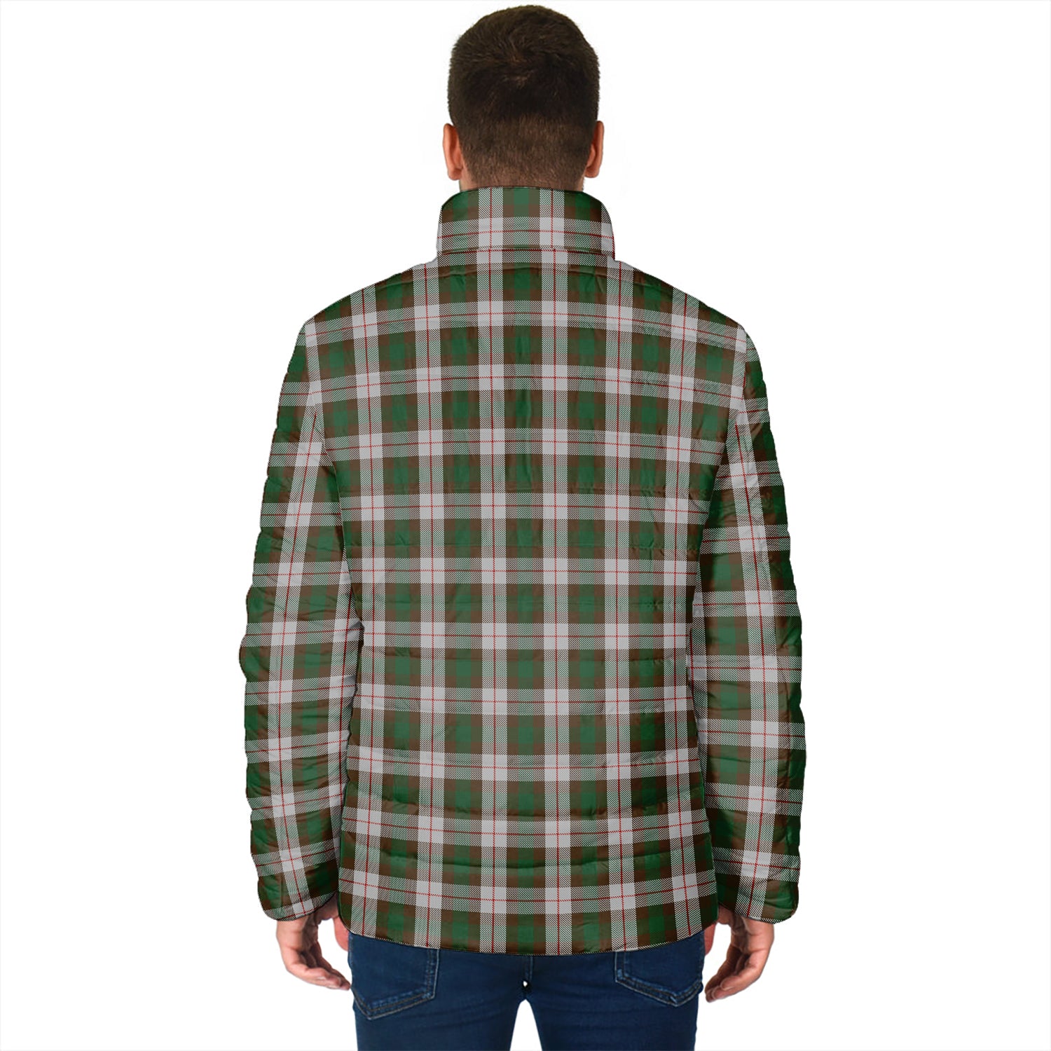 MacKinnon Dress Tartan Padded Jacket with Family Crest - Tartan Vibes Clothing