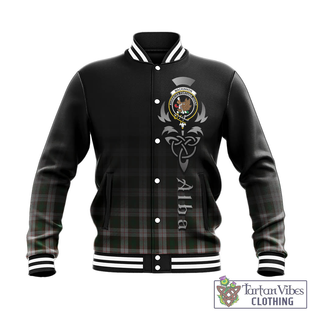 Tartan Vibes Clothing MacKinnon Dress Tartan Baseball Jacket Featuring Alba Gu Brath Family Crest Celtic Inspired