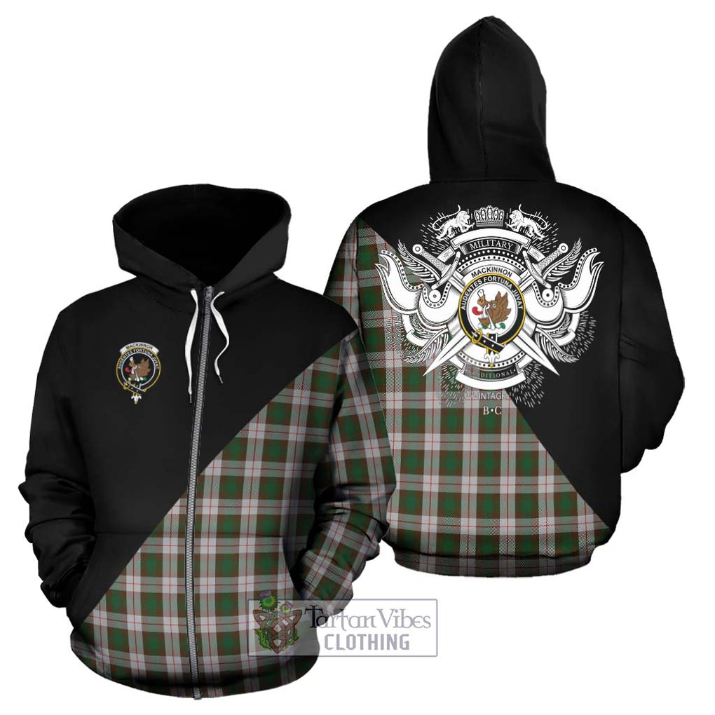 MacKinnon Dress Tartan Hoodie with Family Crest and Military Logo Style - Tartanvibesclothing Shop