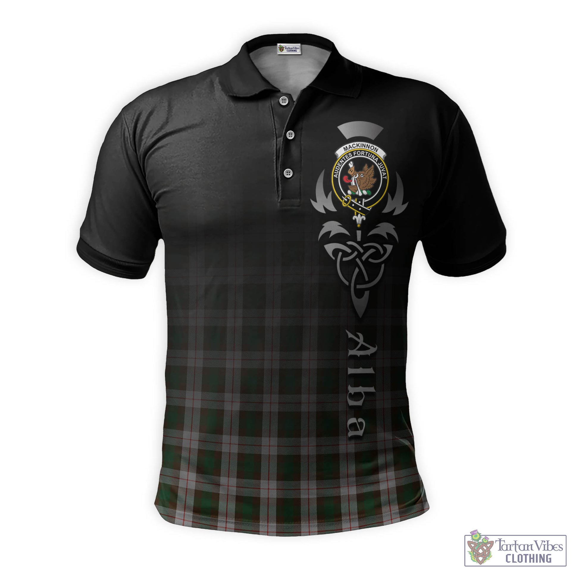 Tartan Vibes Clothing MacKinnon Dress Tartan Polo Shirt Featuring Alba Gu Brath Family Crest Celtic Inspired