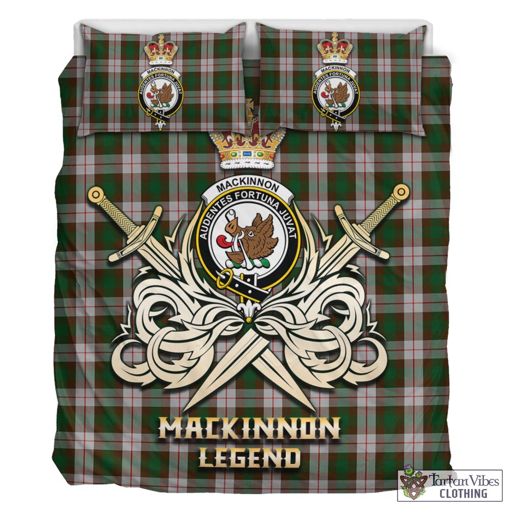 Tartan Vibes Clothing MacKinnon Dress Tartan Bedding Set with Clan Crest and the Golden Sword of Courageous Legacy