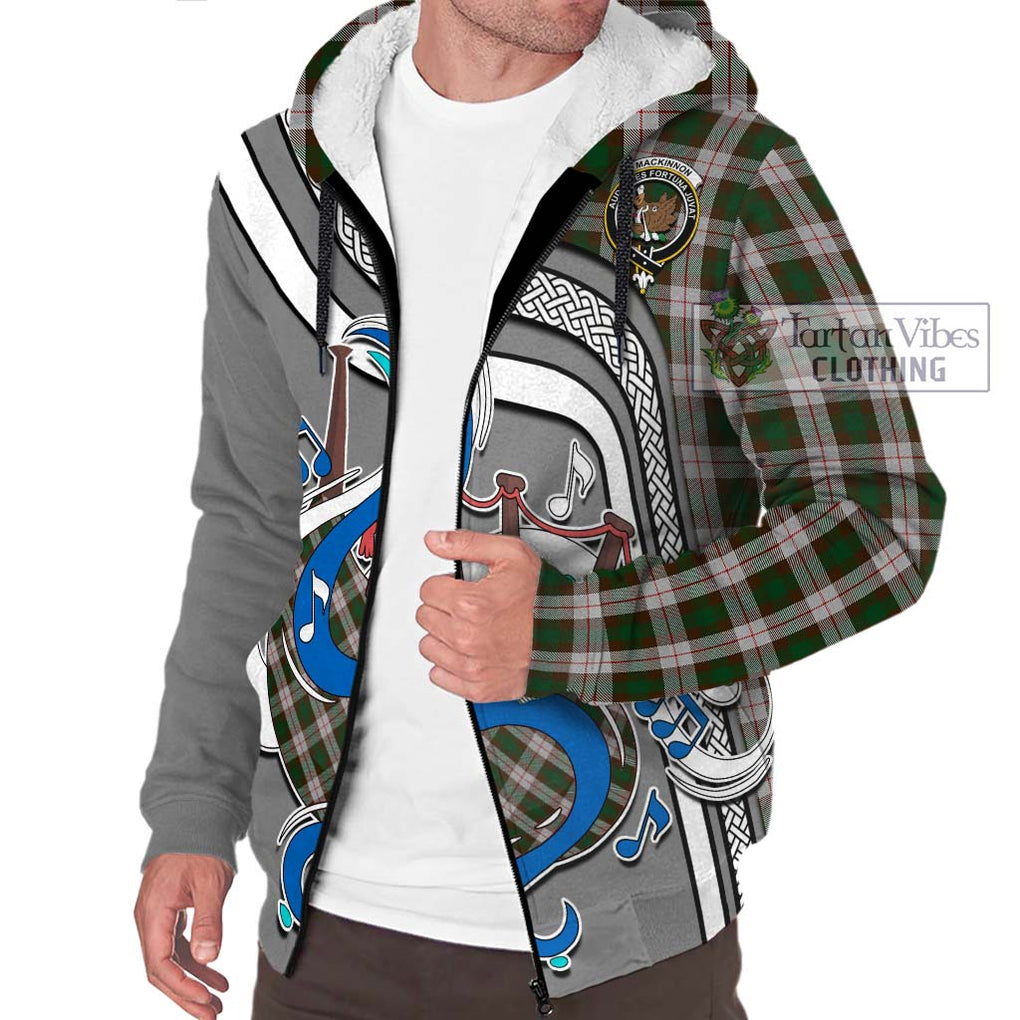 MacKinnon Dress Tartan Sherpa Hoodie with Epic Bagpipe Style Unisex - Tartanvibesclothing Shop