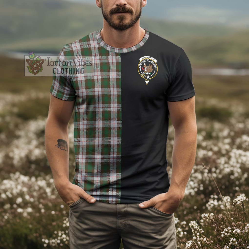 MacKinnon Dress Tartan T-Shirt with Family Crest and Half Of Me Style - Tartanvibesclothing Shop