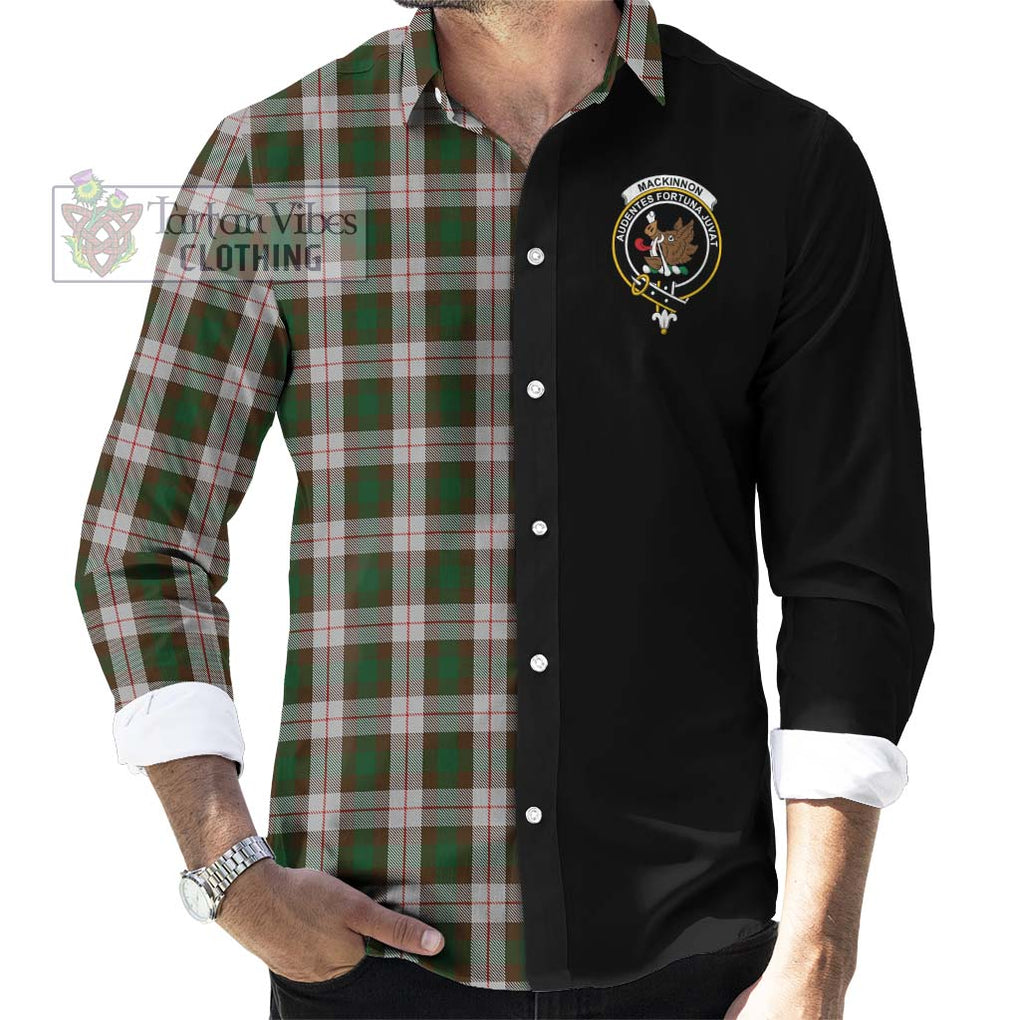 MacKinnon Dress Tartan Long Sleeve Button Shirt with Family Crest and Half Of Me Style - Tartanvibesclothing Shop