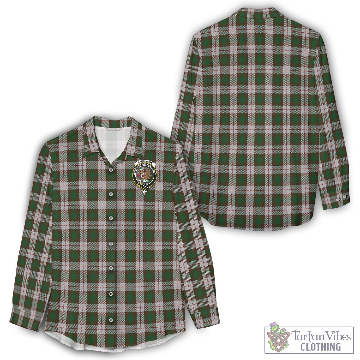 Tartan Vibes Clothing MacKinnon Dress Tartan Womens Casual Shirt with Family Crest