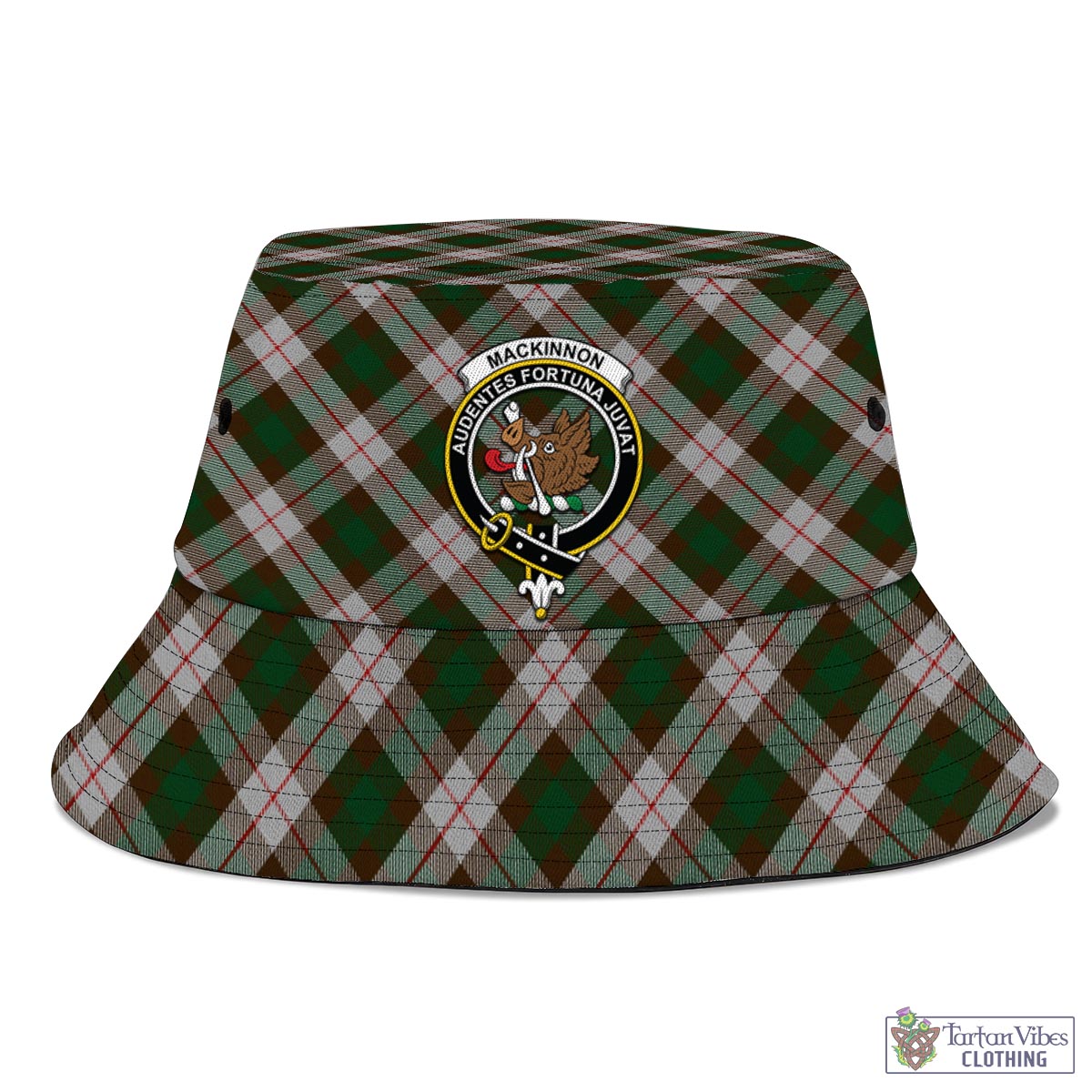 Tartan Vibes Clothing MacKinnon Dress Tartan Bucket Hat with Family Crest