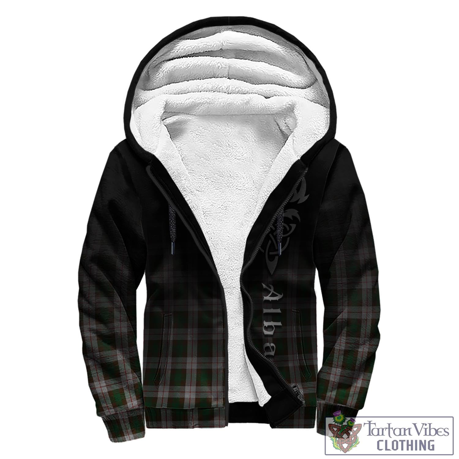 Tartan Vibes Clothing MacKinnon Dress Tartan Sherpa Hoodie Featuring Alba Gu Brath Family Crest Celtic Inspired