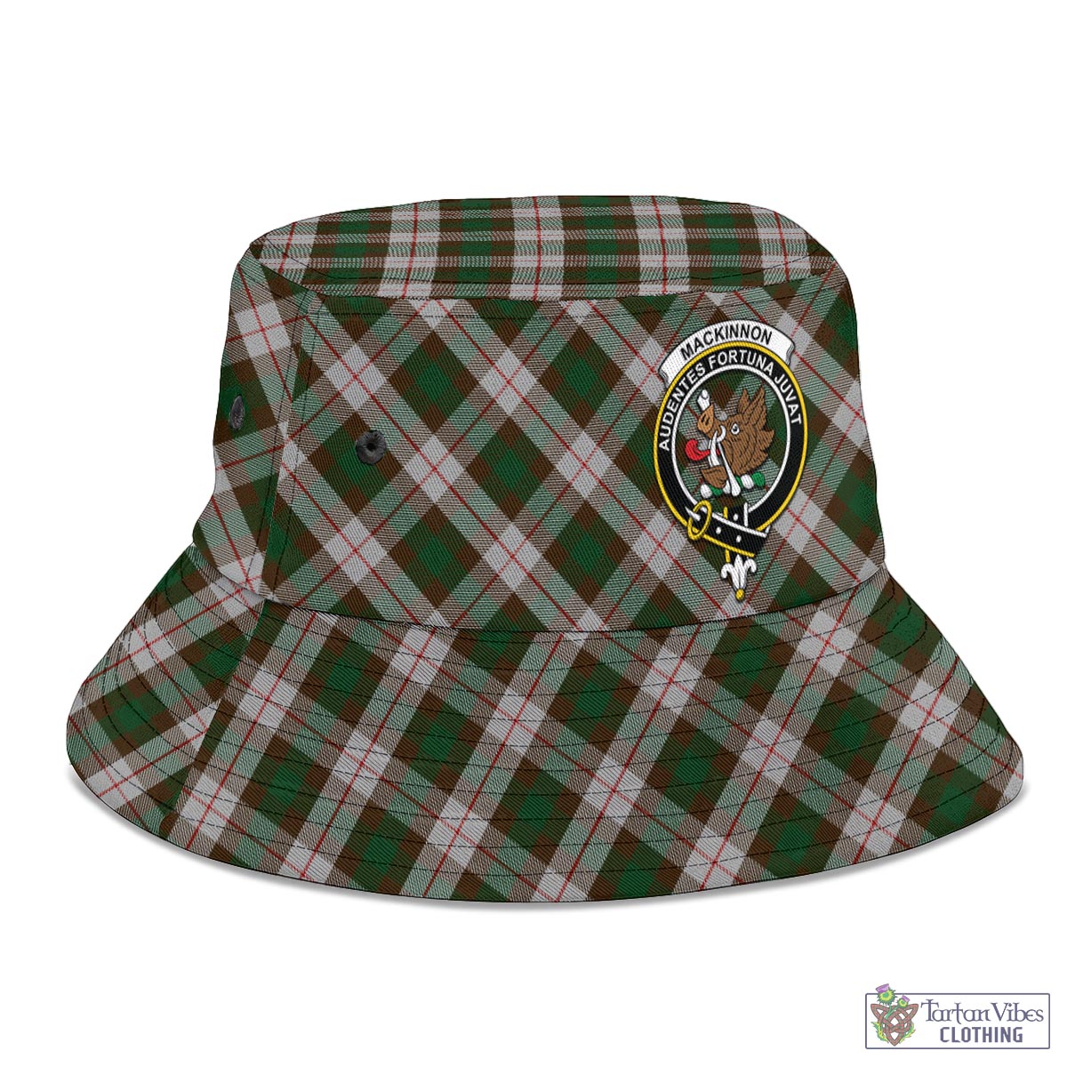 Tartan Vibes Clothing MacKinnon Dress Tartan Bucket Hat with Family Crest