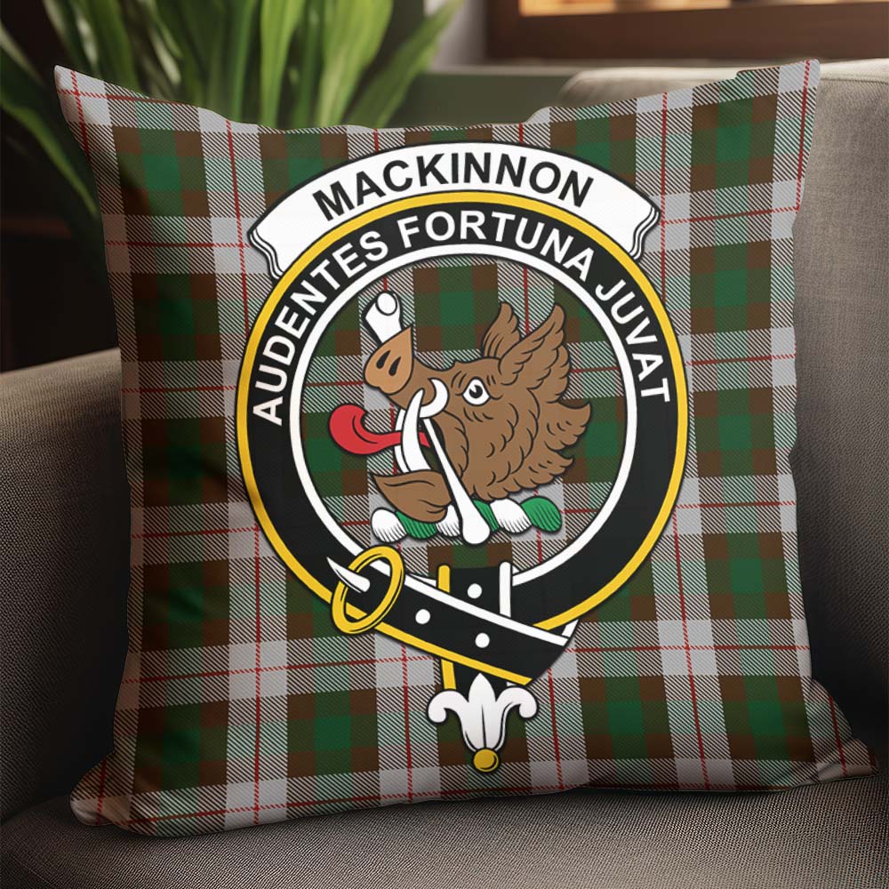 MacKinnon Dress Tartan Pillow Cover with Family Crest - Tartanvibesclothing