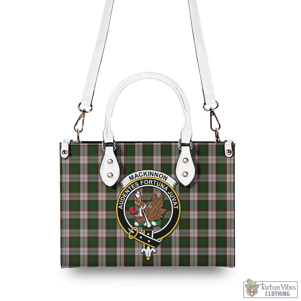 Tartan Vibes Clothing MacKinnon Dress Tartan Luxury Leather Handbags with Family Crest