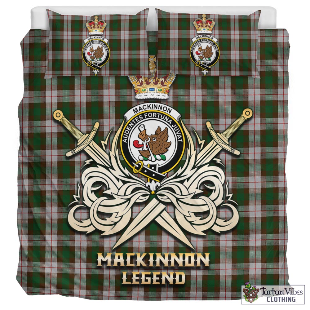 Tartan Vibes Clothing MacKinnon Dress Tartan Bedding Set with Clan Crest and the Golden Sword of Courageous Legacy