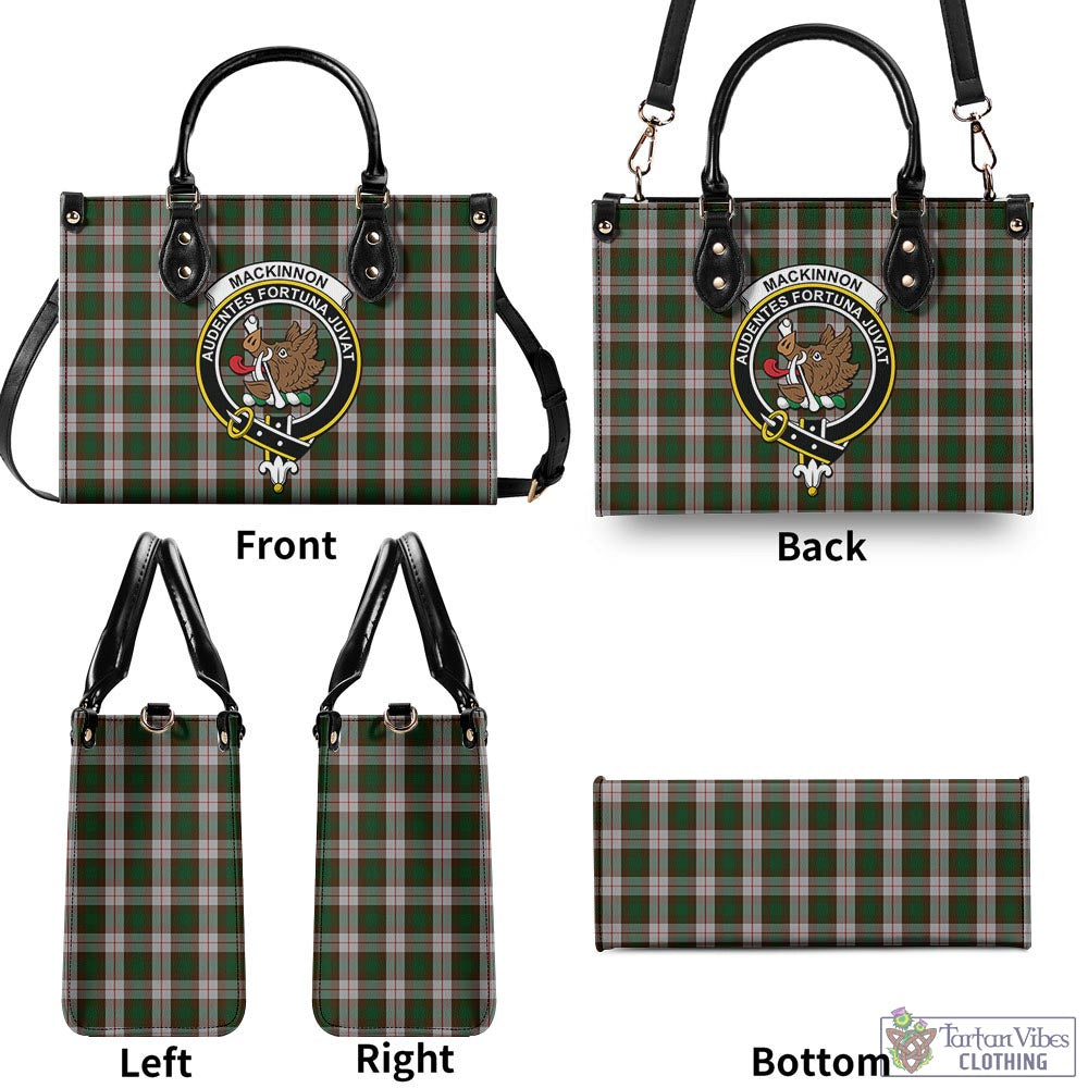 Tartan Vibes Clothing MacKinnon Dress Tartan Luxury Leather Handbags with Family Crest