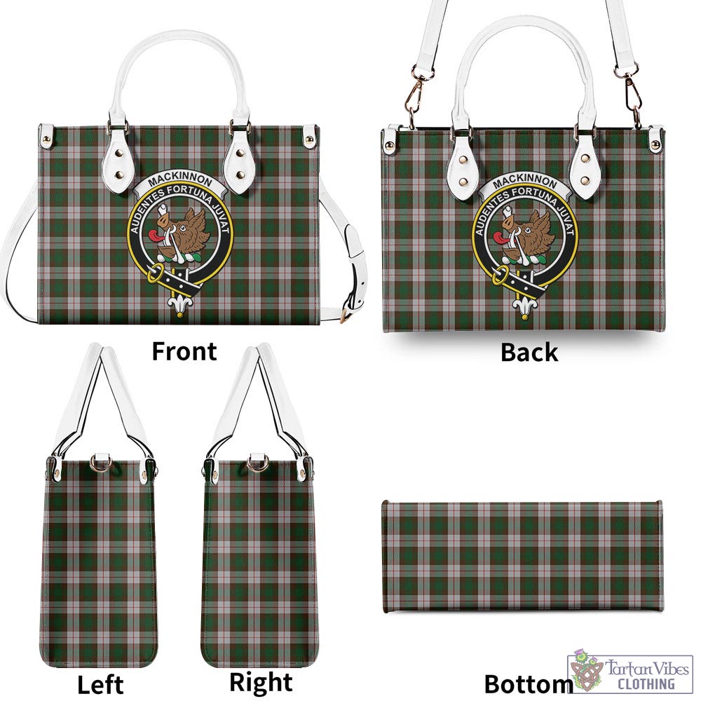 Tartan Vibes Clothing MacKinnon Dress Tartan Luxury Leather Handbags with Family Crest