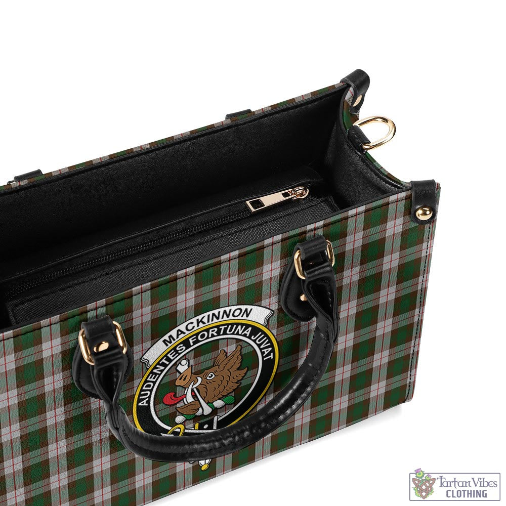 Tartan Vibes Clothing MacKinnon Dress Tartan Luxury Leather Handbags with Family Crest