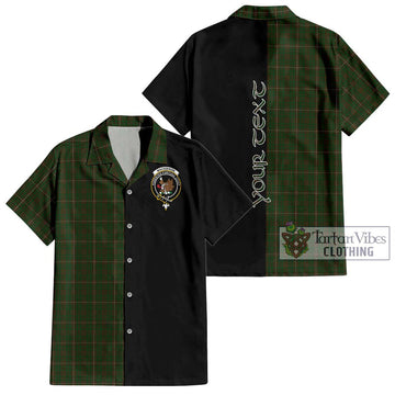 MacKinnon Hunting Tartan Short Sleeve Button Shirt with Family Crest and Half Of Me Style