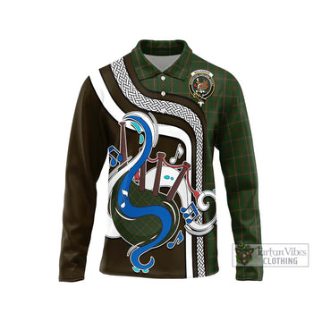 MacKinnon Hunting Tartan Long Sleeve Polo Shirt with Epic Bagpipe Style