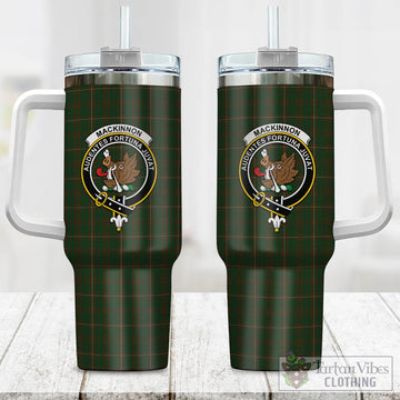 MacKinnon Hunting Tartan and Family Crest Tumbler with Handle