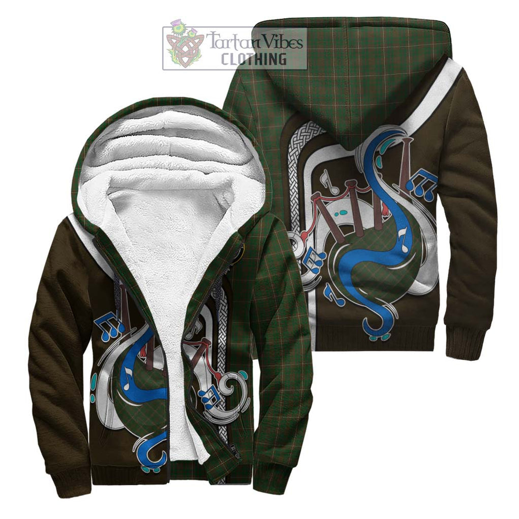 MacKinnon Hunting Tartan Sherpa Hoodie with Epic Bagpipe Style Unisex S - Tartanvibesclothing Shop