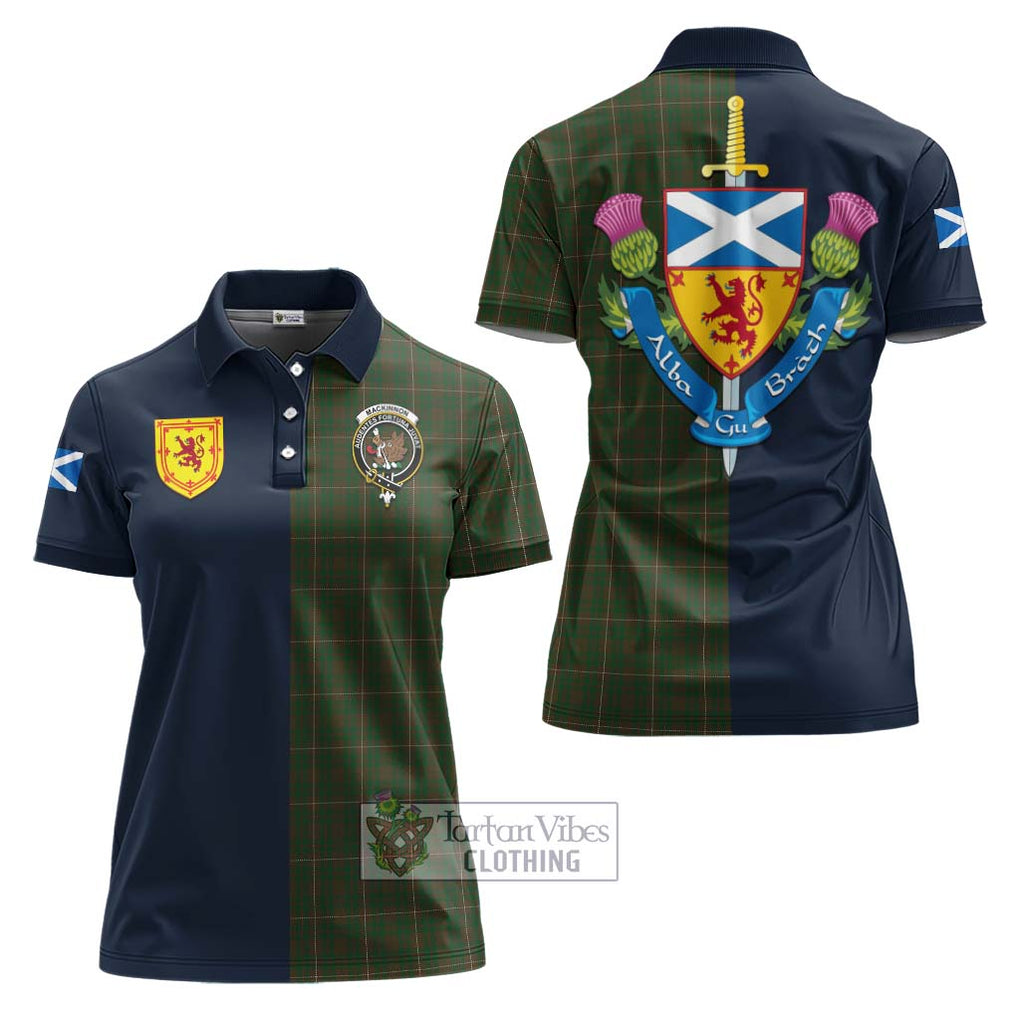 Tartan Vibes Clothing MacKinnon Hunting Tartan Women's Polo Shirt with Scottish Lion Royal Arm Half Style