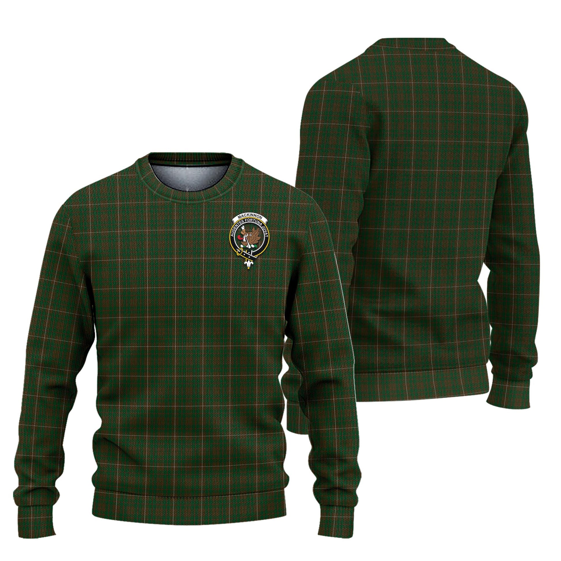 MacKinnon Hunting Tartan Knitted Sweater with Family Crest Unisex - Tartanvibesclothing