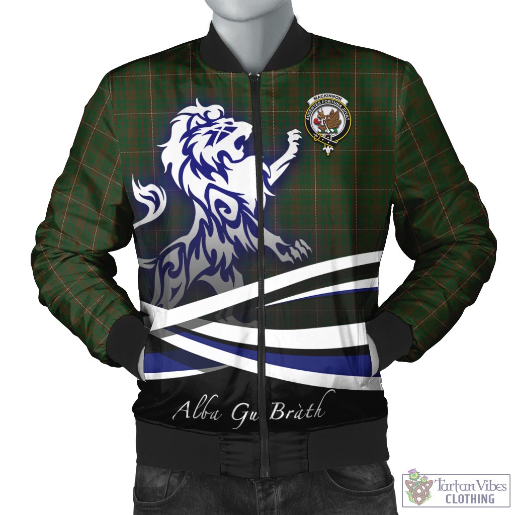 Tartan Vibes Clothing MacKinnon Hunting Tartan Bomber Jacket with Alba Gu Brath Regal Lion Emblem