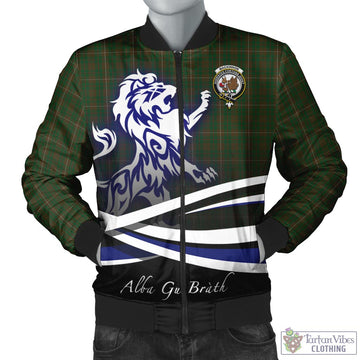 MacKinnon Hunting Tartan Bomber Jacket with Alba Gu Brath Regal Lion Emblem