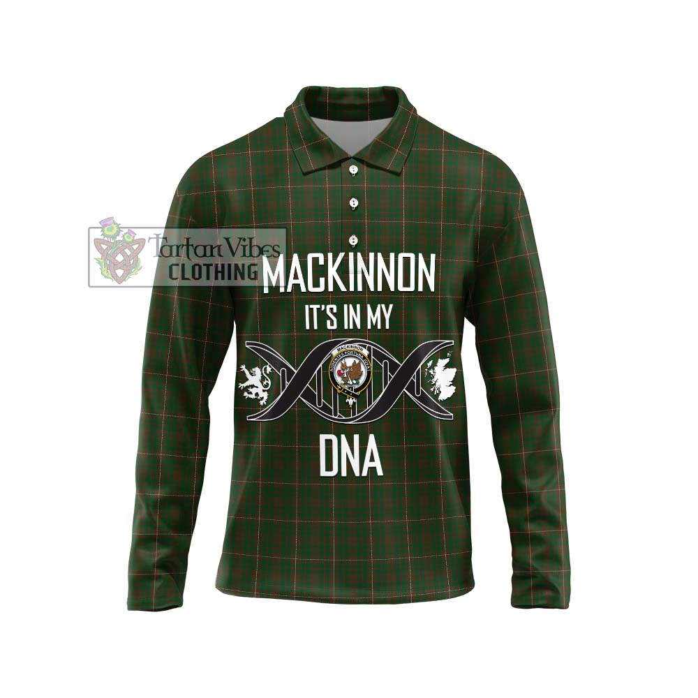 MacKinnon Hunting Tartan Long Sleeve Polo Shirt with Family Crest DNA In Me Style Unisex - Tartanvibesclothing Shop